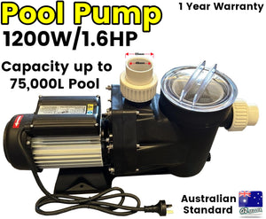 1200W Swimming Pool Pump Spa Water Electric Self Priming Flow 27600L/H Filter
