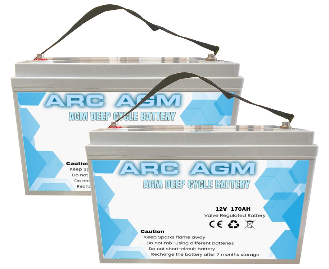 NEW 170AH x 2 AGM 12V Deep Cycle DRY BATTERY SEALED PORTABLE POWER DUAL FRIDGEBOATS