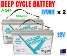 Load image into Gallery viewer, 170AH x 2 AGM Deep Cycle Battery 12V SLA Fridge Solar Power Camping Marine Sealed
