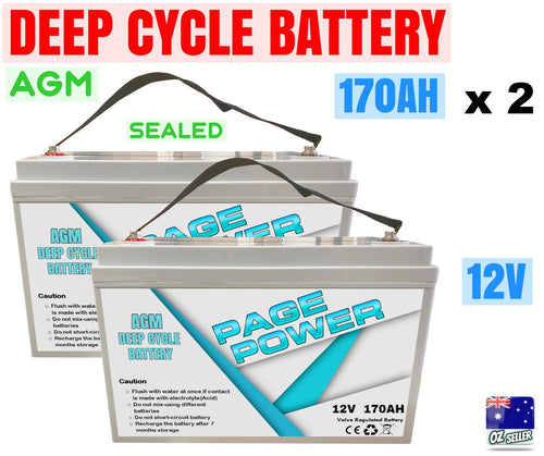 170AH x 2 AGM Deep Cycle Battery 12V SLA Fridge Solar Power Camping Marine Sealed