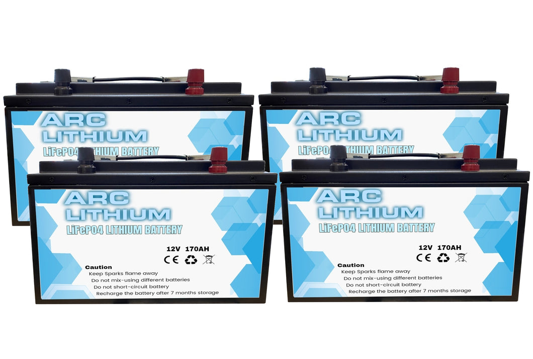 12V 170Ah x 4 Lithium Ion Battery LiFePO4 Deep Cycle Rechargable Solar Camping 4wd