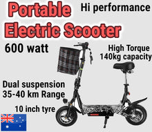 Load image into Gallery viewer, NEW 600W Electric Scooter 40km/h 10inch 50km Portable Foldable Bike Motorised