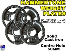 Load image into Gallery viewer, 4 X 2.5kg Olympic Solid Cast Iron Hammertone Weight Plate 50mm Free Weights Disc