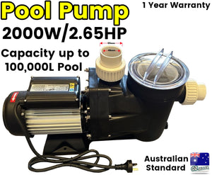 2000W Swimming Pool Pump Spa Water Electric Self Priming Flow 33600L/H Filter