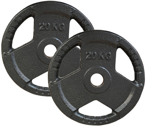 2 x 20kg Olympic Solid Cast Iron Hammertone Weight Plate 50mm Free Weights Disc