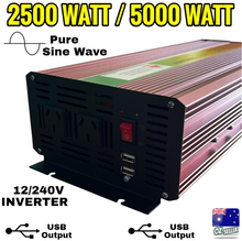 Load image into Gallery viewer, Pure Sine Wave Power Inverter 2500W/5000W DC 12V-240V Caravan Boat Converter