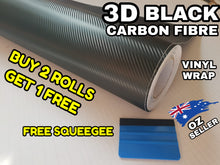 Load image into Gallery viewer, BUY 2 Rolls Get 1 FREE 3D Black Carbon Fibre Car Vinyl Wrap Film Air Release Bubble Free Decal Sticker Roll