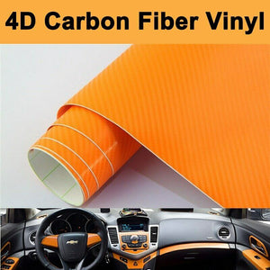 BUY 2 Rolls Get 1 FREE 4D ORANGE CARBON FIBRE Car Vinyl Wrap Film Air Release Bubble Free Decal Sticker Roll For Full Car
