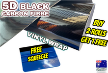 Load image into Gallery viewer, BUY 2 Rolls Get 1 FREE 5D GLOSS BLACK CARBON FIBRE Car Vinyl Wrap Film Air Release Bubble Free Decal Sticker Roll For Full Car