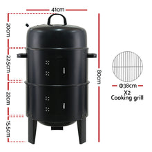 Load image into Gallery viewer, Grillz 3-in-1 Charcoal BBQ Smoker - Black
