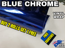 Load image into Gallery viewer, BUY 2 Rolls Get 1 FREE BLUE CHROME Car Vinyl Wrap Film Air Release Bubble Free Decal Sticker Roll For Full Car