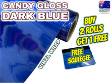 Load image into Gallery viewer, BUY 2 Rolls Get 1 FREE CANDY GLOSS DARK BLUE Car Vinyl Wrap Film Air Release Bubble Free Decal Sticker Roll For Full Car