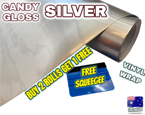 BUY 2 Rolls Get 1 FREE CANDY GLOSS SILVER Car Vinyl Wrap Film Air Release Bubble Free Decal Sticker Roll For Full Car