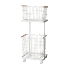 Load image into Gallery viewer, 2 Tier Wire Storage Shelf Laundry Basket Hamper Metal Clothes Rack Shelves Trolley Organiser