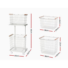 Load image into Gallery viewer, 2 Tier Wire Storage Shelf Laundry Basket Hamper Metal Clothes Rack Shelves Trolley Organiser