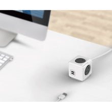 Load image into Gallery viewer, Allocacoc PowerCube Extended USB Powerboard 4-Outlets 2 USB Ports Grey-White 1.5m