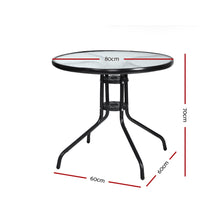 Load image into Gallery viewer, Gardeon Outdoor Dining Table Bar Setting Steel Glass 70CM