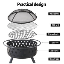 Load image into Gallery viewer, Fire Pit BBQ Charcoal Grill Ring Portable Outdoor Kitchen Fireplace 32&quot;
