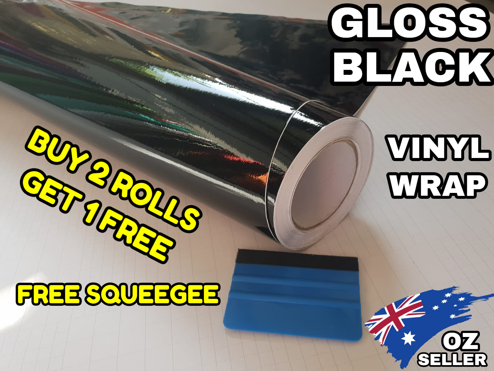 BUY 2 Rolls Get 1 FREE Gloss Black Car Vinyl Wrap FilmAir Release