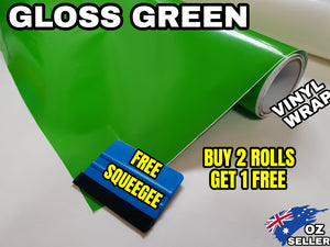 BUY 2 Rolls Get 1 FREE Gloss GREEN Car Vinyl Wrap Film Air Release Bubble Free Decal Sticker Roll For Full Car