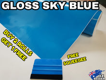 Load image into Gallery viewer, BUY 2 Rolls Get 1 FREE Gloss SKY BLUE Car Vinyl Wrap Film Air Release Bubble Free Decal Sticker Roll For Full Car