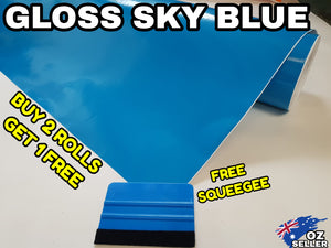 BUY 2 Rolls Get 1 FREE Gloss SKY BLUE Car Vinyl Wrap Film Air Release Bubble Free Decal Sticker Roll For Full Car