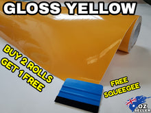 Load image into Gallery viewer, BUY 2 Rolls Get 1 FREE Gloss YELLOW Car Vinyl Wrap Film Air Release Bubble Free Decal Sticker Roll For Full Car