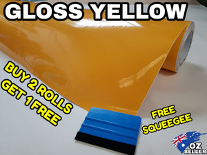 BUY 2 Rolls Get 1 FREE Gloss YELLOW Car Vinyl Wrap Film Air Release Bubble Free Decal Sticker Roll For Full Car