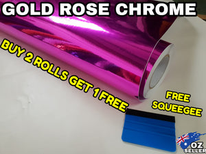 BUY 2 Rolls Get 1 FREE GOLD ROSE CHROME Car Vinyl Wrap Film Air Release Bubble Free Decal Sticker Roll For Full Car