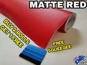 BUY 2 Rolls Get 1 FREE Matte RED Car Vinyl Wrap Film Air Release Bubble Free Decal Sticker Roll For Full Car