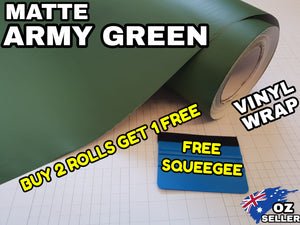 BUY 2 Rolls Get 1 FREE MATTE ARMY GREEN Car Vinyl Wrap Film Air Release Bubble Free Decal Sticker Roll For Full Car
