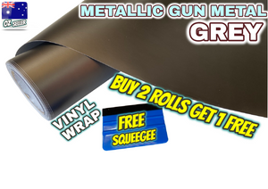 BUY 2 Rolls Get 1 FREE METALLIC GUNMETAL GREY Car Vinyl Wrap Film Air Release Bubble Free Decal Sticker Roll For Full Car