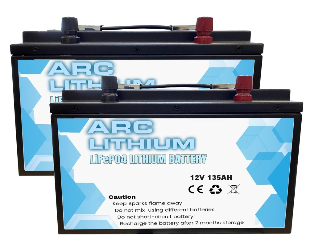 12V 135Ah x 2 Lithium Ion Battery LiFePO4 Deep Cycle Rechargable Solar Camping 4wd