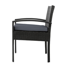 Load image into Gallery viewer, Set of 2 Outdoor Dining Chairs Wicker Chair Patio Garden Furniture Lounge Setting Bistro Set Cafe Cushion Gardeon Black