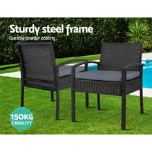 Load image into Gallery viewer, Set of 2 Outdoor Dining Chairs Wicker Chair Patio Garden Furniture Lounge Setting Bistro Set Cafe Cushion Gardeon Black