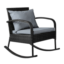 Load image into Gallery viewer, Gardeon Outdoor Furniture Rocking Chair Wicker Garden Patio Lounge Setting Black