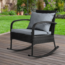 Load image into Gallery viewer, Gardeon Outdoor Furniture Rocking Chair Wicker Garden Patio Lounge Setting Black