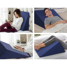 Load image into Gallery viewer, Giselle Bedding 2X Memory Foam Wedge Pillow Neck Back Support with Cover Waterproof Blue