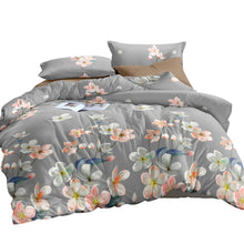 Load image into Gallery viewer, Giselle Bedding Quilt Cover Set Queen Bed Doona Duvet Reversible Sets Flower Pattern Grey