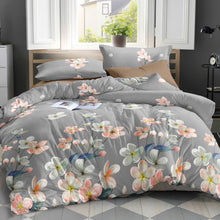 Load image into Gallery viewer, Giselle Bedding Quilt Cover Set Queen Bed Doona Duvet Reversible Sets Flower Pattern Grey