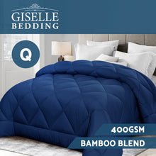 Load image into Gallery viewer, Giselle Bamboo Microfibre Microfiber Quilt Queen 400GSM Duvet All Season Blue