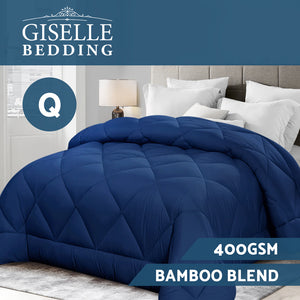 Giselle Bamboo Microfibre Microfiber Quilt Queen 400GSM Duvet All Season Blue
