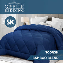 Load image into Gallery viewer, Giselle Bamboo Microfibre Microfiber Quilt 700GSM SK Duvet All Season Warm Blue