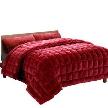 Load image into Gallery viewer, Giselle Bedding Faux Mink Quilt Queen Size Burgundy