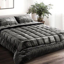 Load image into Gallery viewer, Giselle Bedding Faux Mink Quilt King Size Charcoal