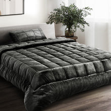 Load image into Gallery viewer, Giselle Bedding Faux Mink Quilt Single Size Charcoal