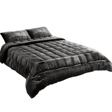 Load image into Gallery viewer, Giselle Bedding Faux Mink Quilt Super King Charcoal