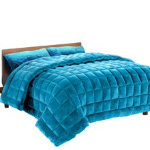 Load image into Gallery viewer, Giselle Bedding Faux Mink Quilt King Size Teal
