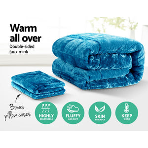 Giselle Bedding Faux Mink Quilt Queen Size Teal