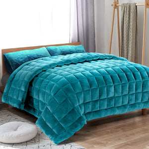 Giselle Bedding Faux Mink Quilt Queen Size Teal